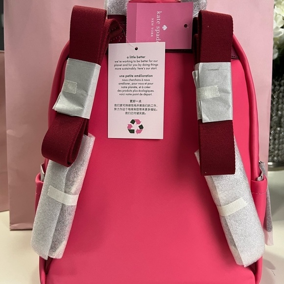 Kate Spade Backpack - BNWT (Pink with Deep Red straps) - Picture 6 of 6